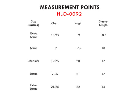 Size Chart for Acid Washed Jogger Pants