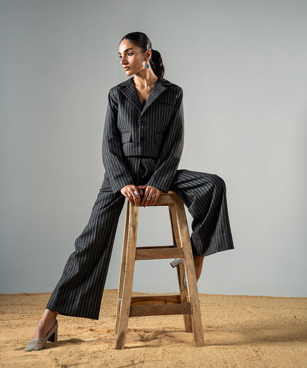 Monochrome Stripe Coat - Halo Retail