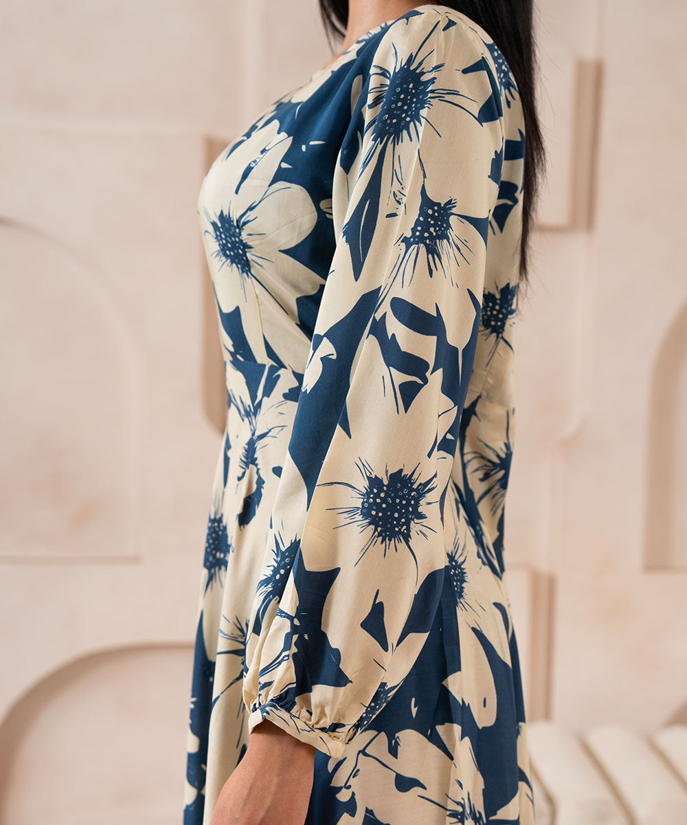 Ocean Ink Floral Dress - Halo Retail