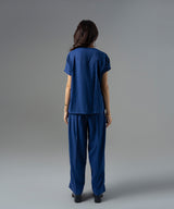 Blue Jacquard V-Neck Top - Halo Retail