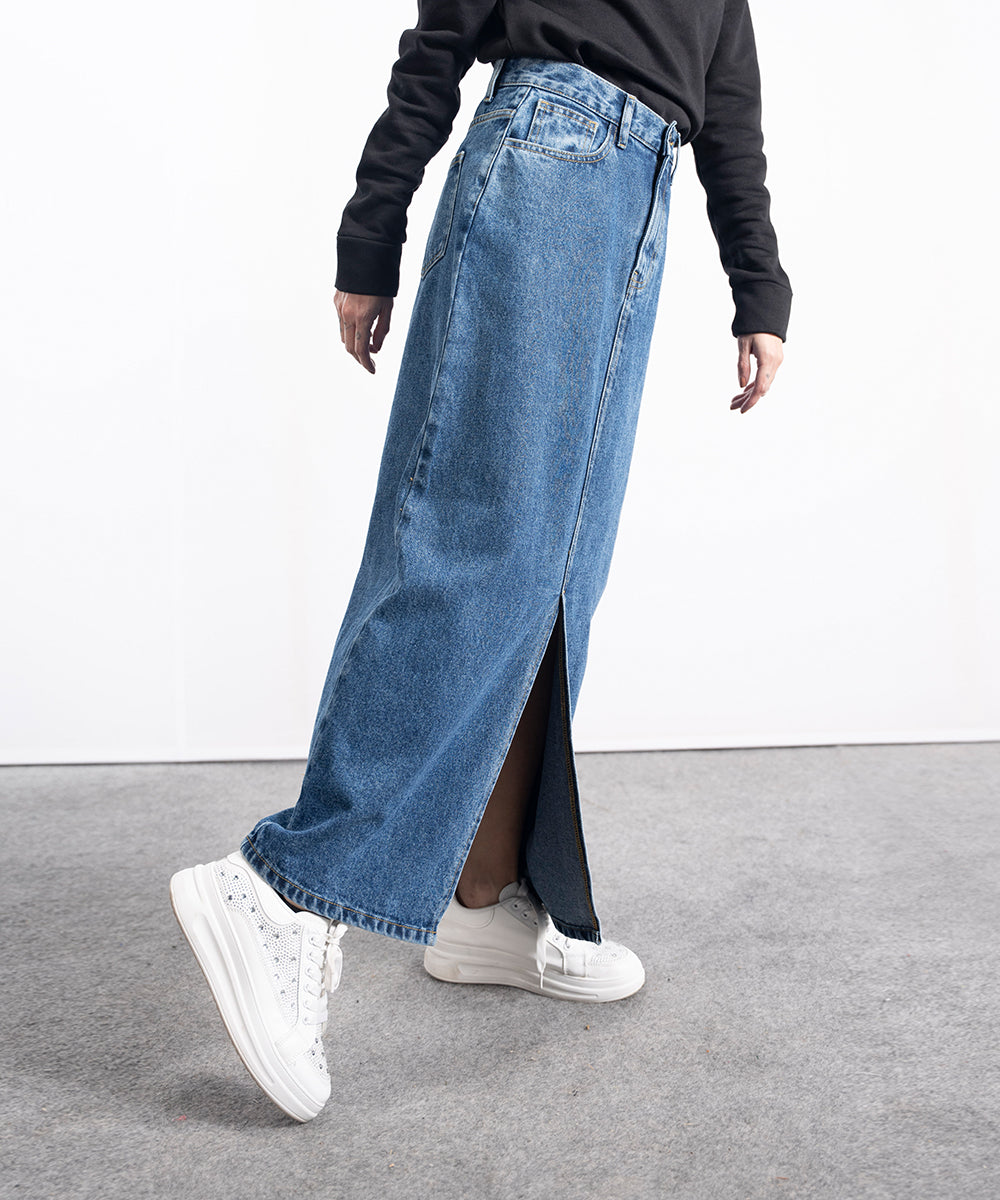 Light Wash Midi Skirt - Halo Retail