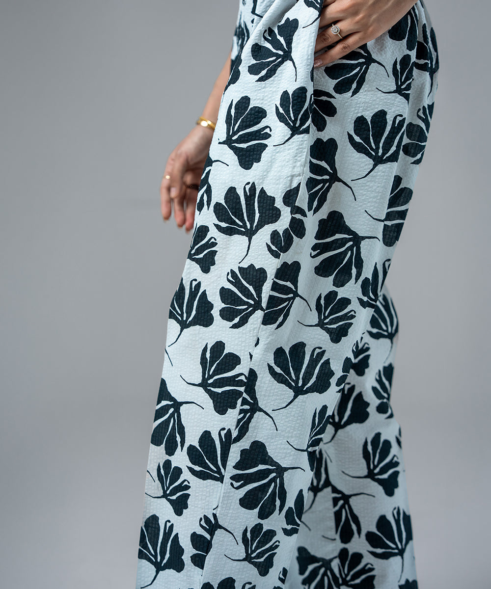 Monochrome Floral Straight Pants - Halo Retail
