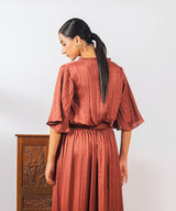 Brown Crush Top with Frill & Strings - Halo Retail