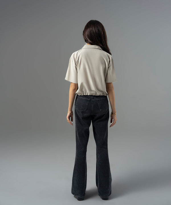 Peach Tie-Detail Cuban Collar Shirt - Halo Retail