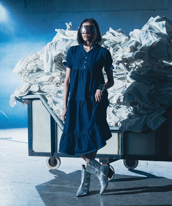 Dark Wash Denim Tier Frock - Halo Retail