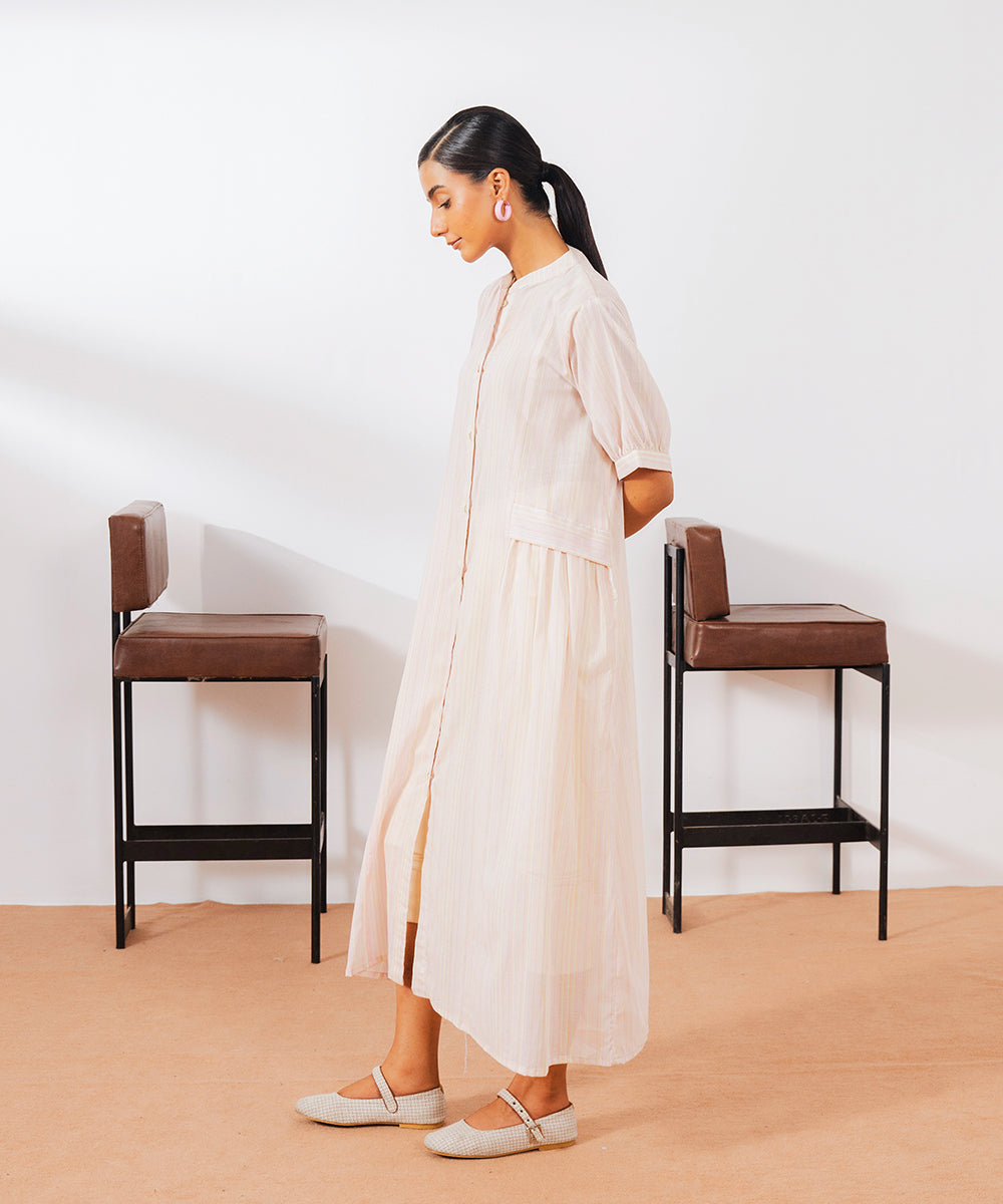 Multi-Stripped Front Open Dress - Halo Retail