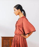 Brown Crush Top with Frill & Strings - Halo Retail
