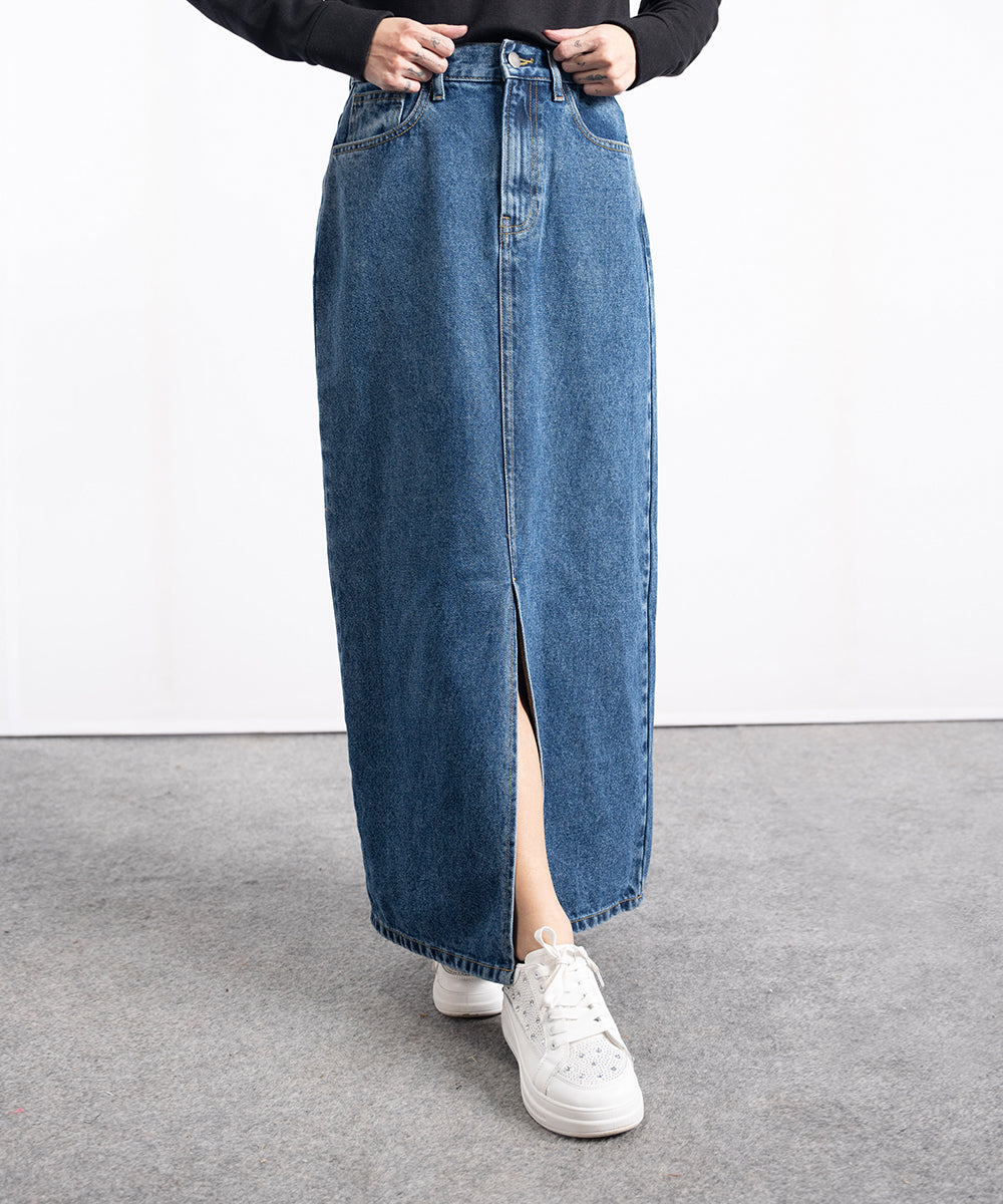 Light Wash Midi Skirt - Halo Retail