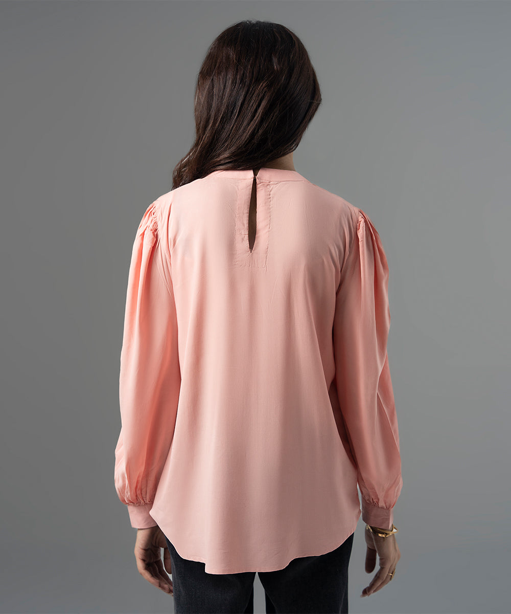 Pink Rayon Pleated Blouse - Halo Retail