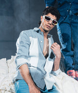 Patched Denim Button Down Shirt - Halo Retail