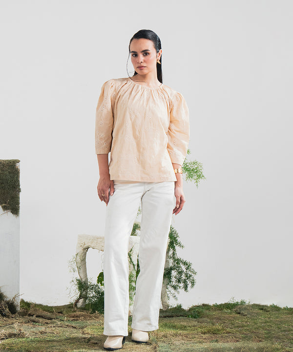 Eyelet Chikan Kari Top - Halo Retail