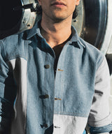 Patched Denim Button Down Shirt - Halo Retail