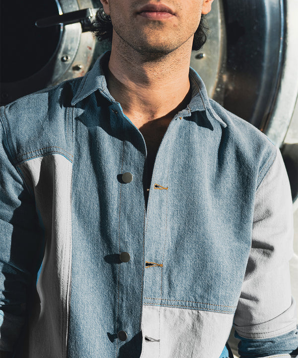 Patched Denim Button Down Shirt - Halo Retail