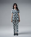 Monochrome Floral Straight Pants - Halo Retail