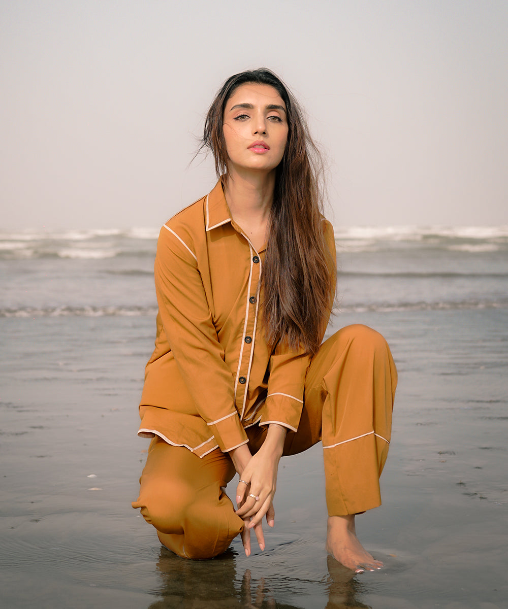 Caramel Striped Button Down shirt - Halo Retail