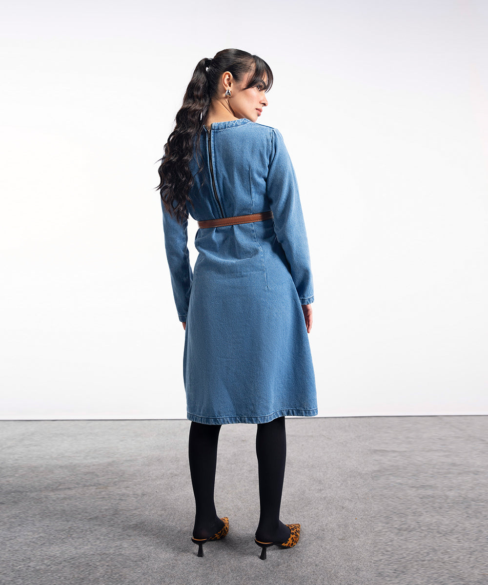 Light Blue Denim Dress - Halo Retail