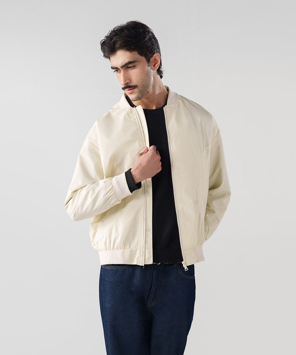 Cream Bomber Jacket