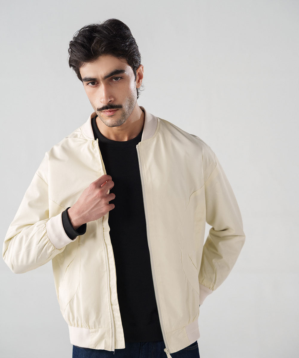 Cream Bomber Jacket