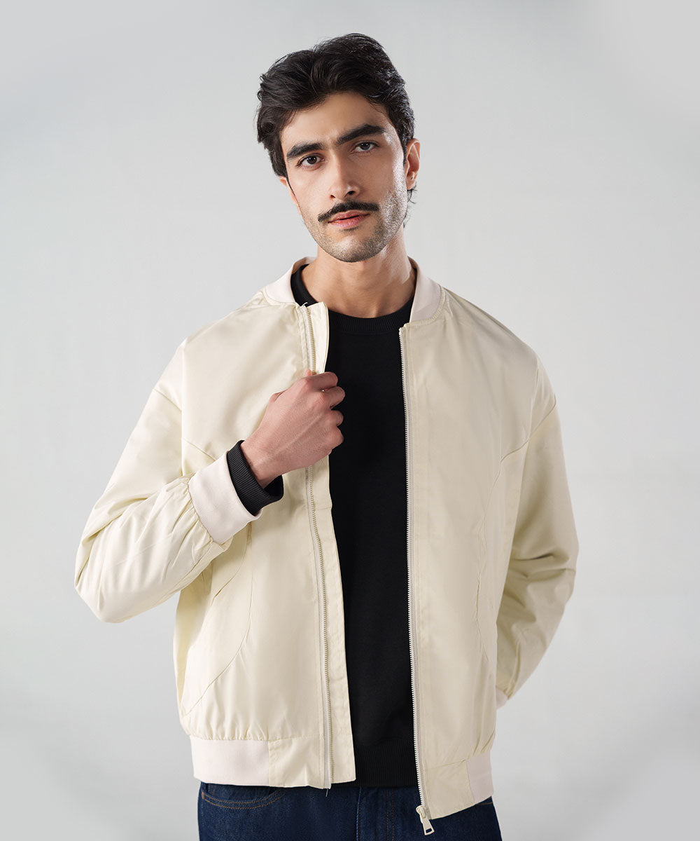 Cream Bomber Jacket