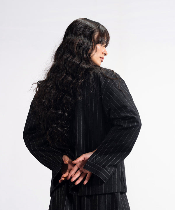 Ban Collar Wool Coat Jacket - Halo Retail