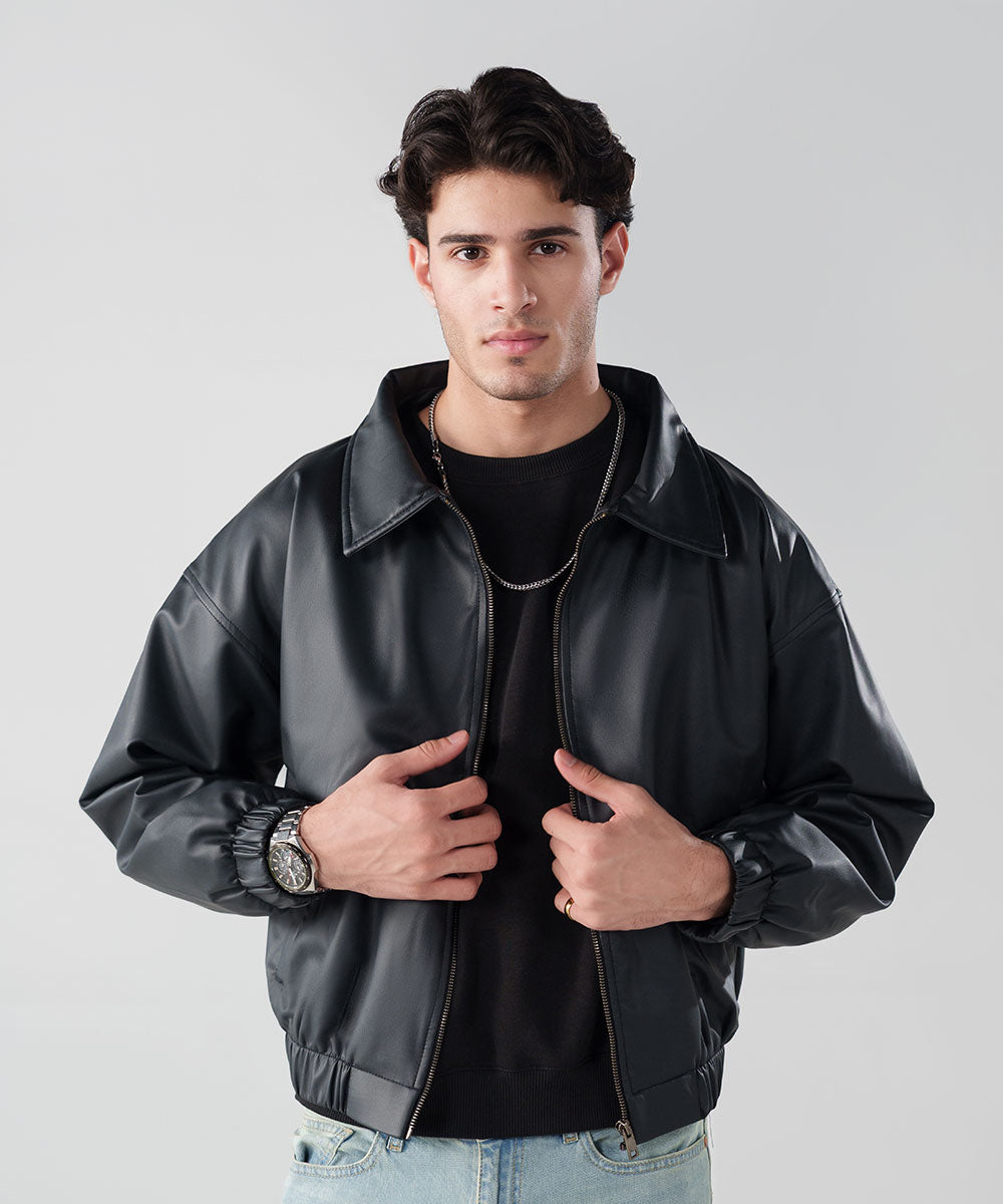 Cropped Leather Jacket
