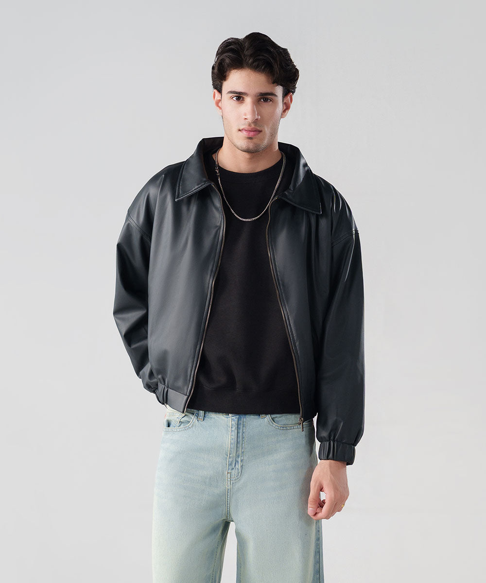 Cropped Leather Jacket