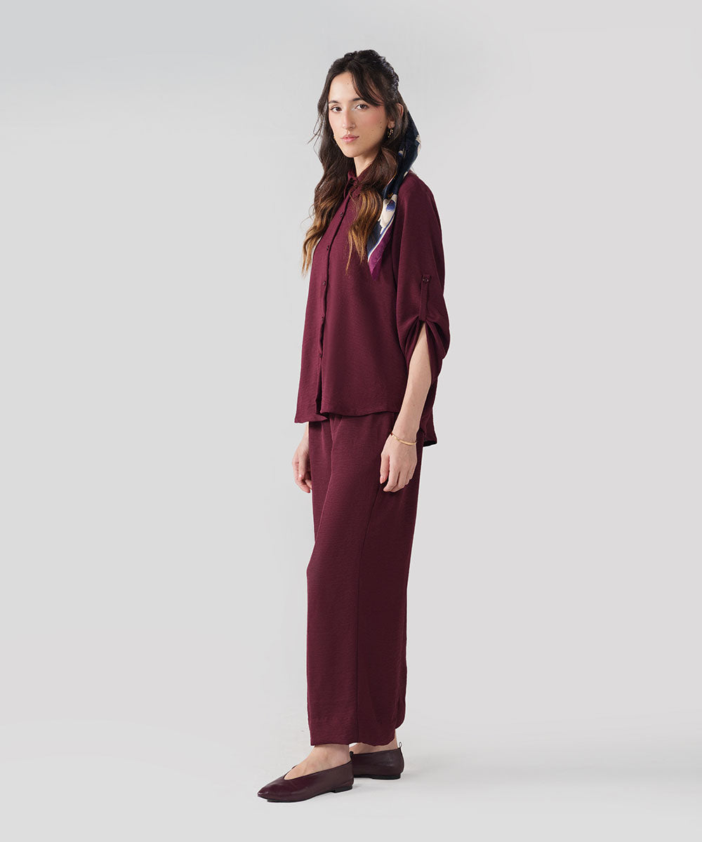 Burgundy textured shirt