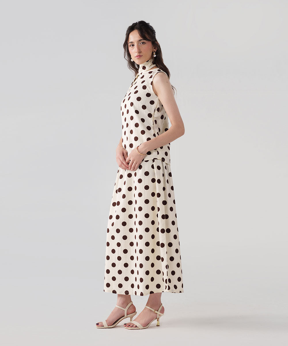 Tie-Neck Polka Top