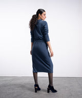 Classy Blue Front Open Dress - Halo Retail