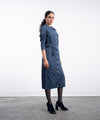 Classy Blue Front Open Dress - Halo Retail