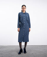 Classy Blue Front Open Dress - Halo Retail