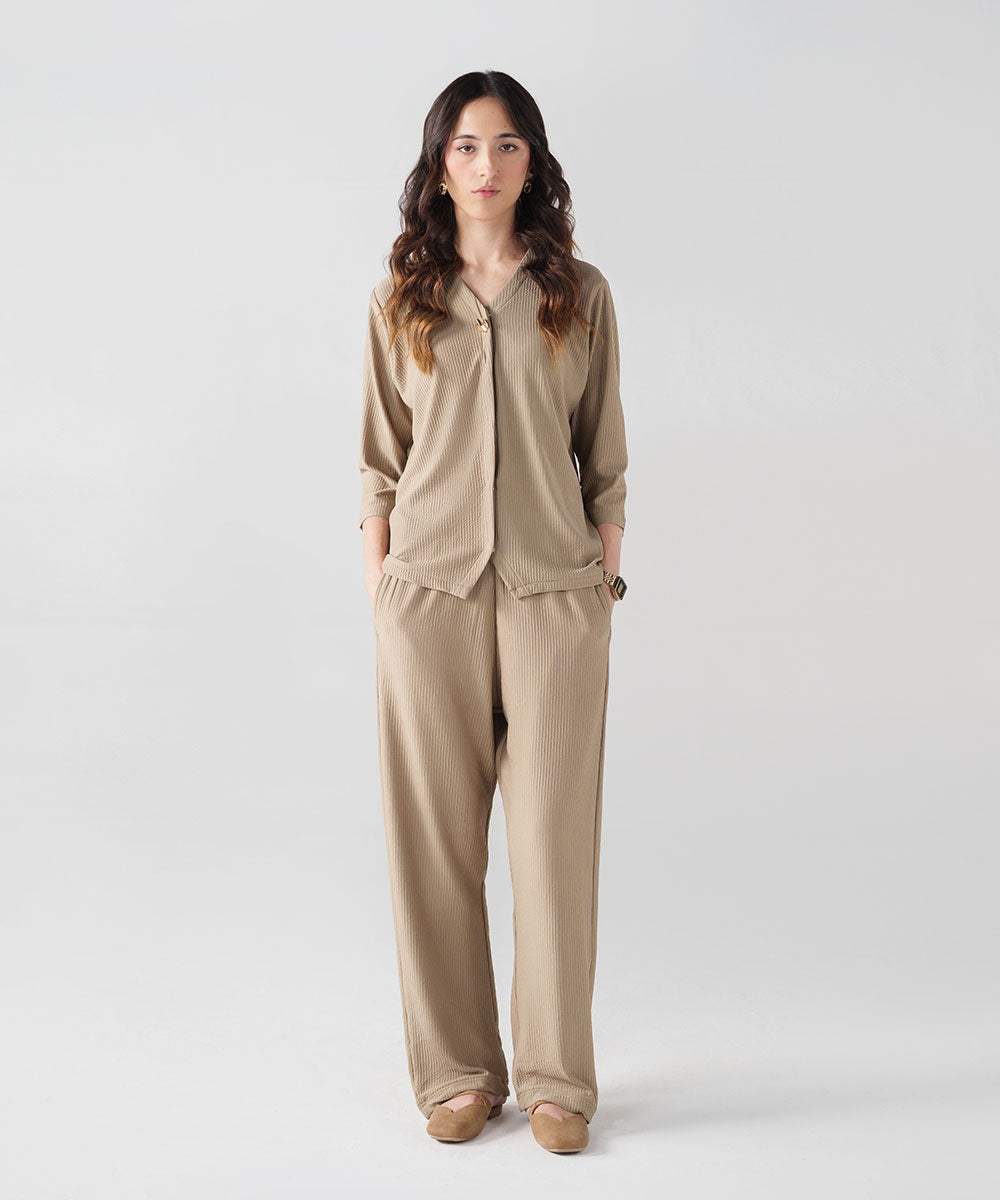 Beige V-Neck Shirt