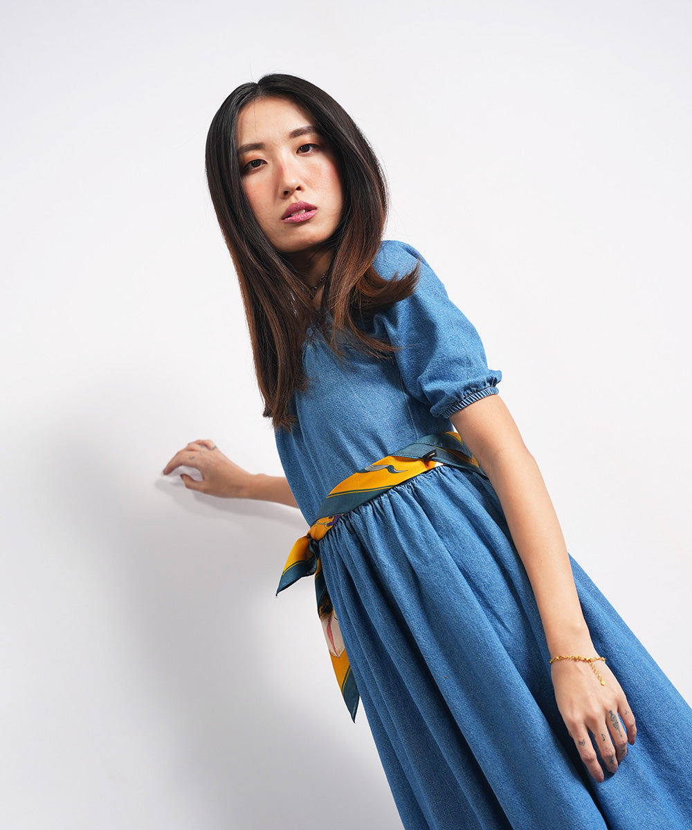 Mid Blue Denim Frock - Halo Retail