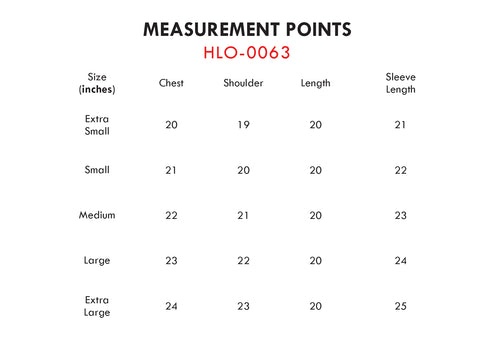 Size Chart for Mid Blue Denim Jacket