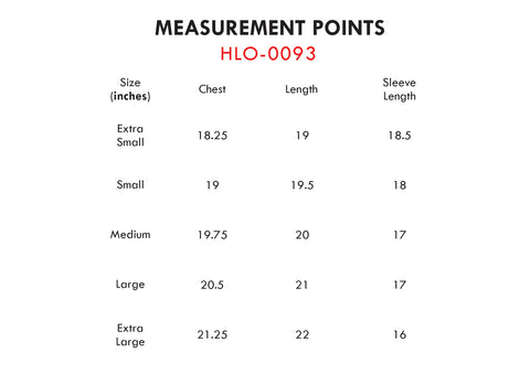 Size Chart for Acid Washed Cropped Hoodie