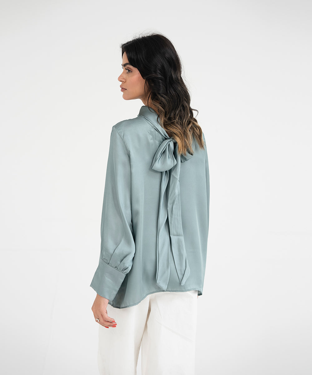 Silk top With Bow - Halo Retail