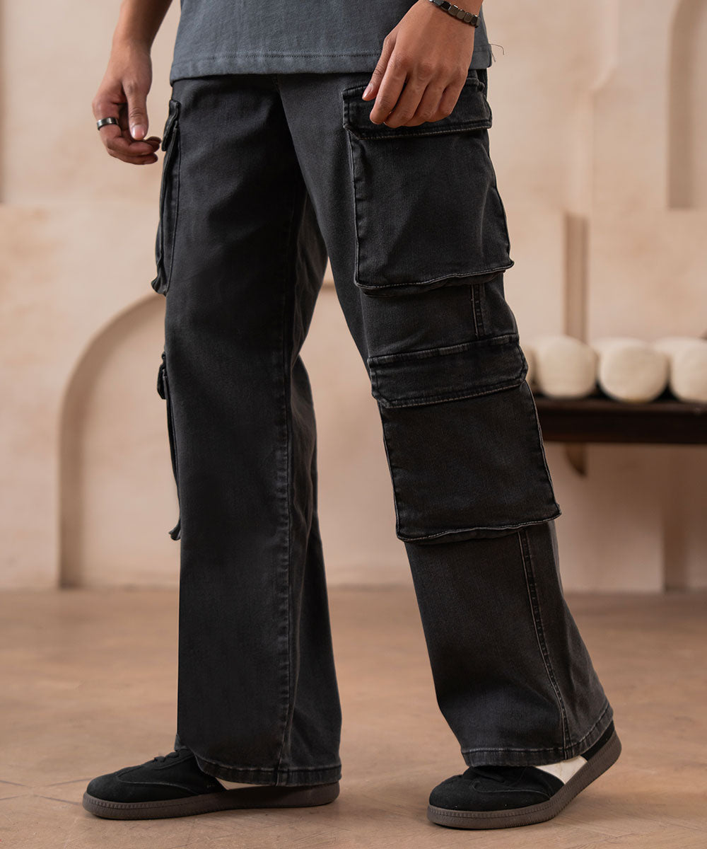 Faded Charcoal Wide Leg Denim - Halo Retail