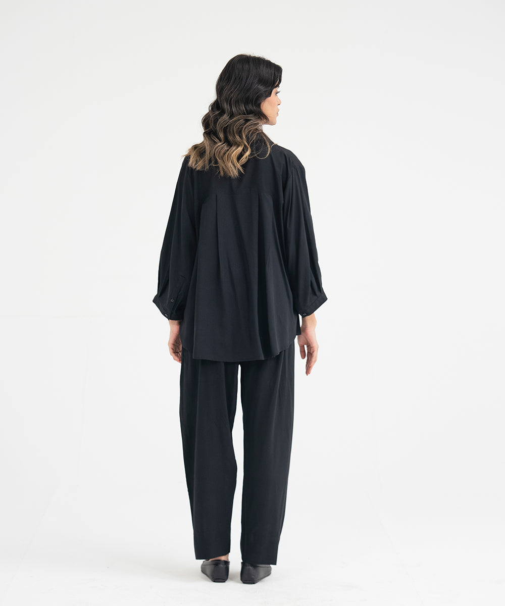 Black Linen Button Down Shirt