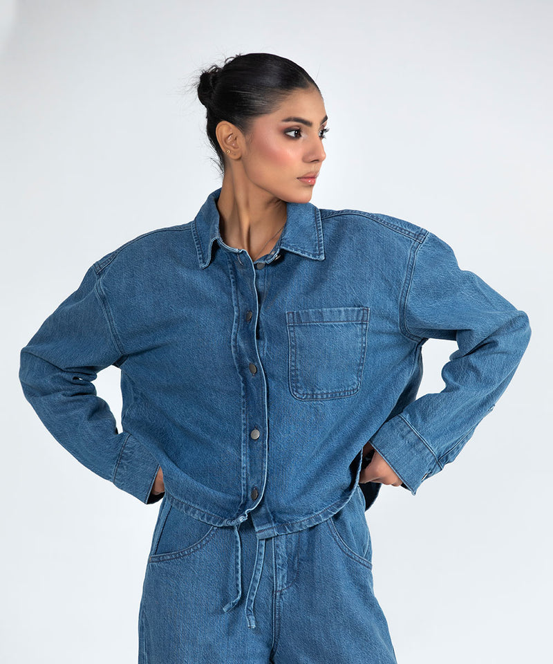 Mid Wash Oversized Top - Halo Retail