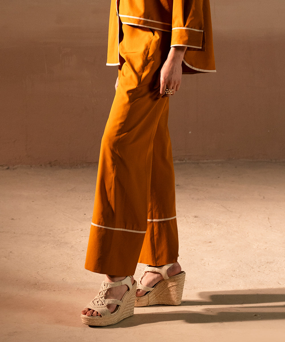 Caramel Striped Crepe Pants - Halo Retail