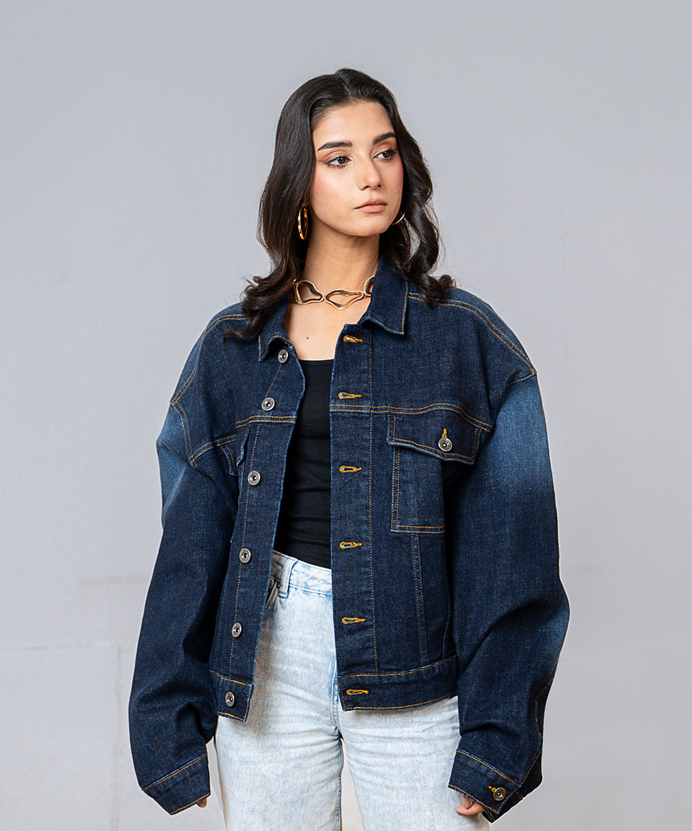 Mid Blue Denim Jacket - Halo Retail