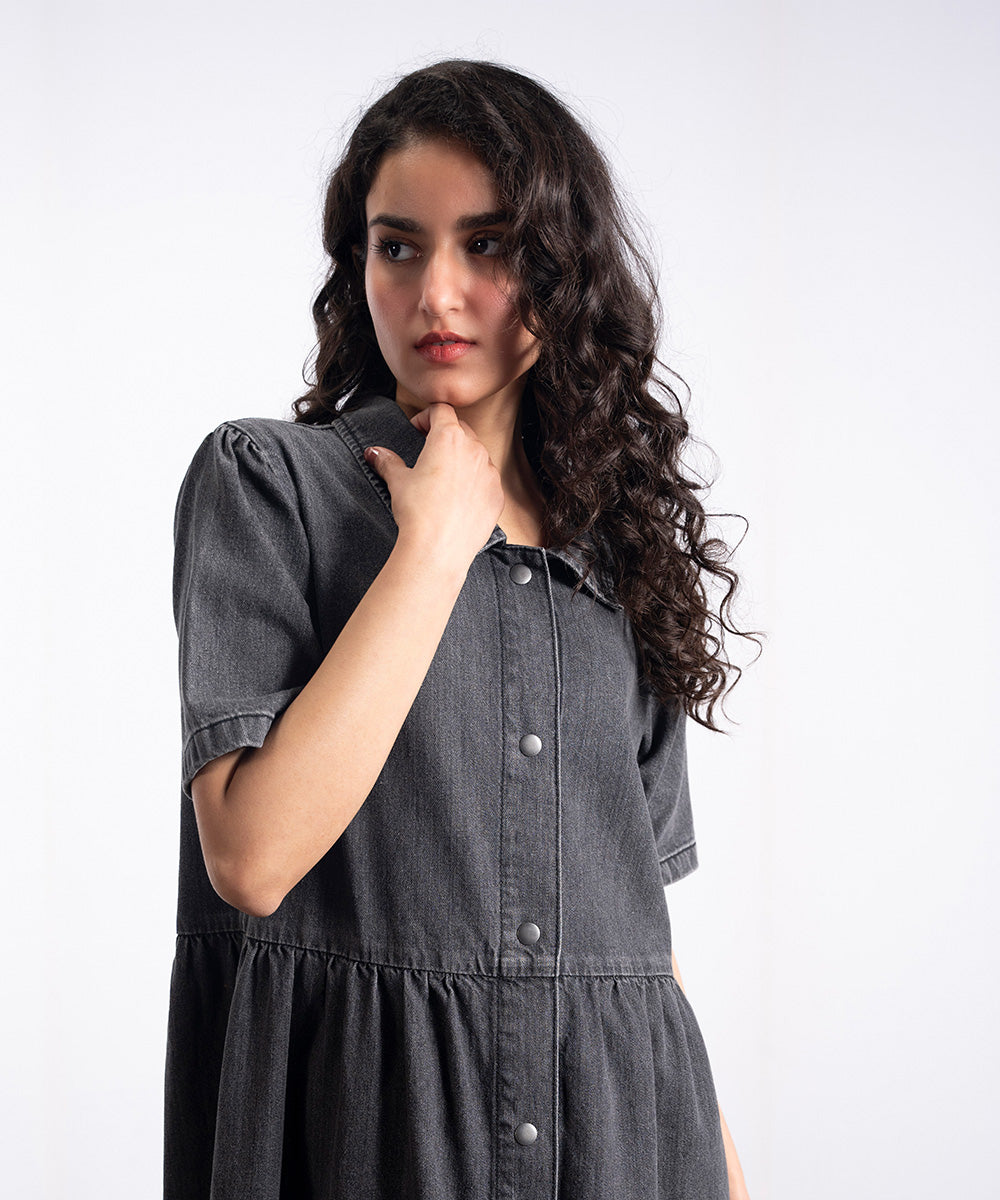 Charcoal Denim Dress