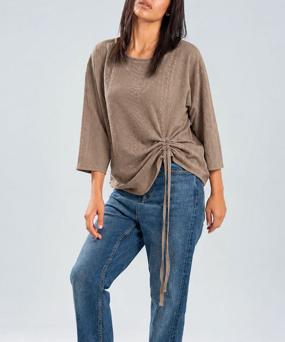 Taupe Cinch Top