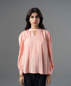 Pink Rayon Pleated Blouse - Halo Retail