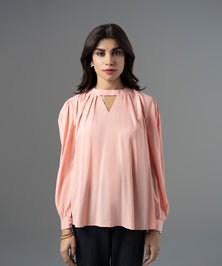 Pink Rayon Pleated Blouse - Halo Retail