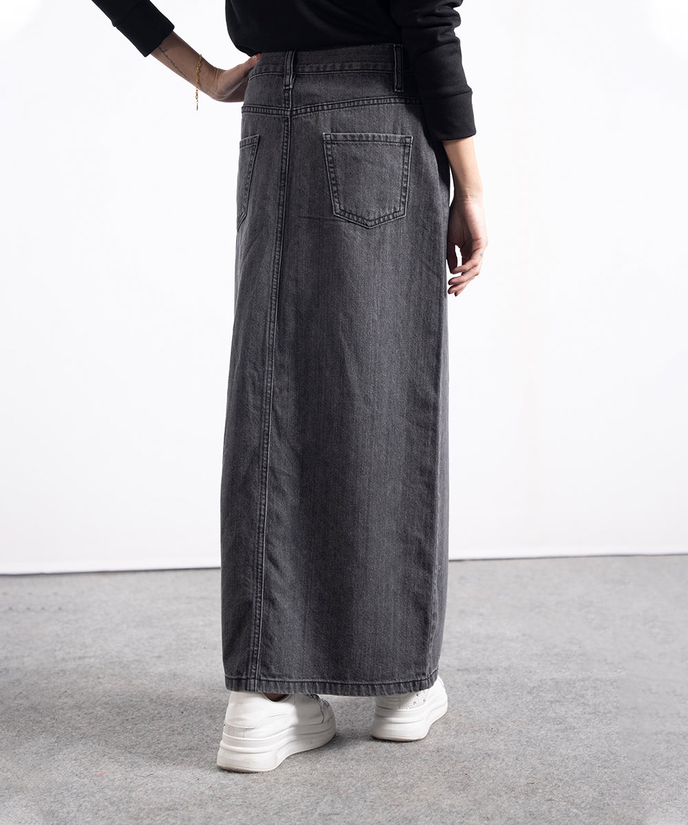 Charcoal Denim Skirt