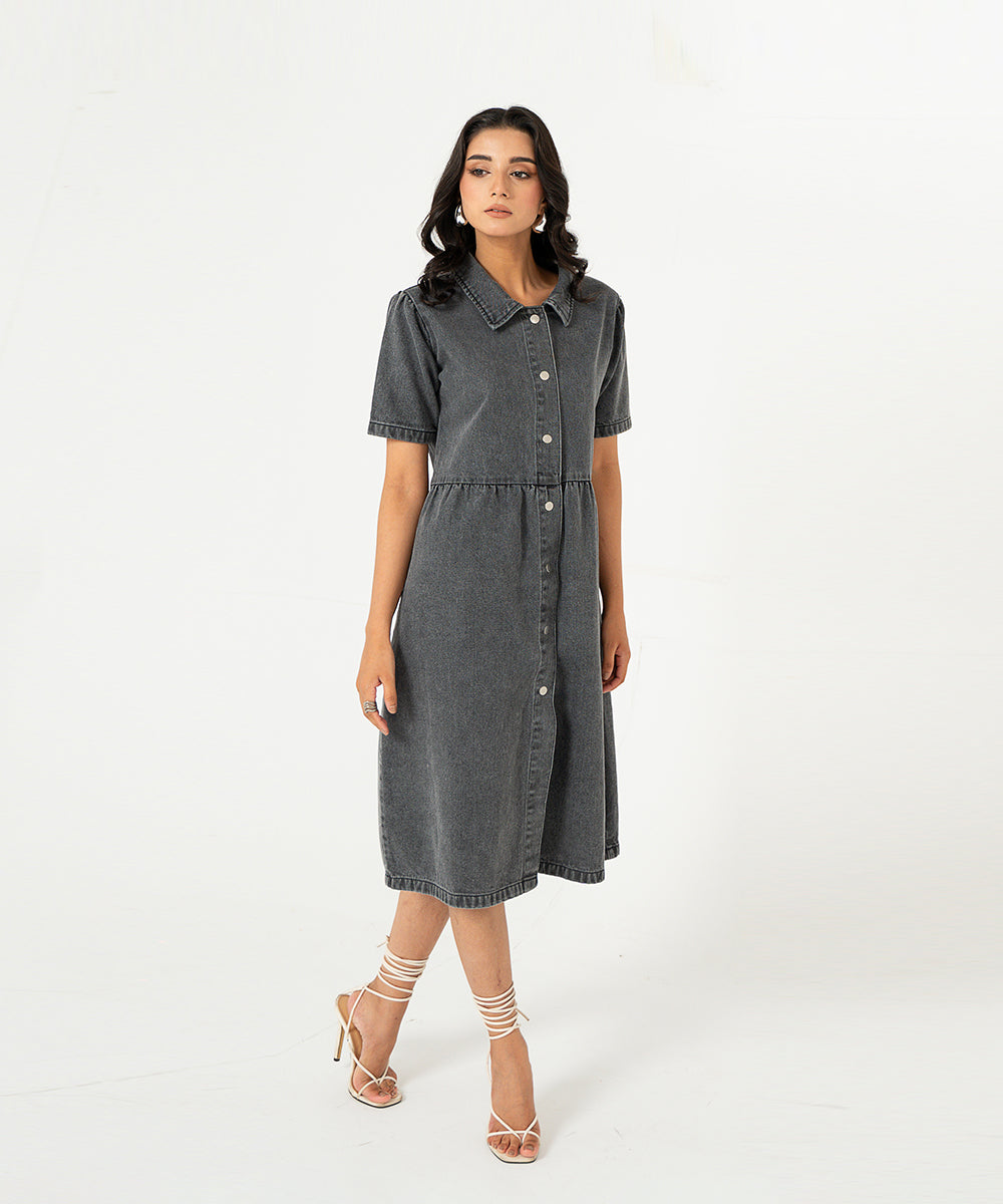 Charcoal Denim Dress - Halo Retail