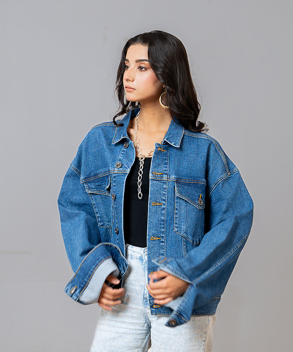 Mid Blue Denim Classic Jacket - Halo Retail