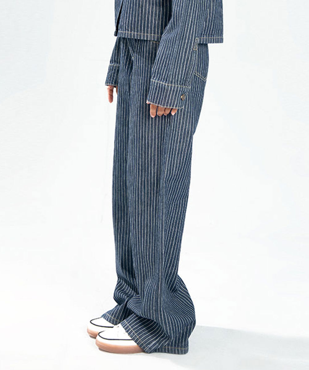 Pinstripe Denim Trousers