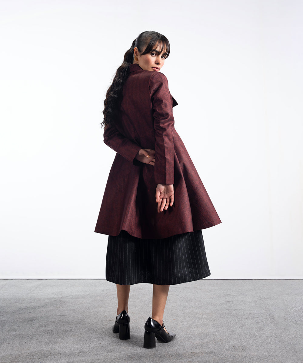 Rust Long A-Line Coat